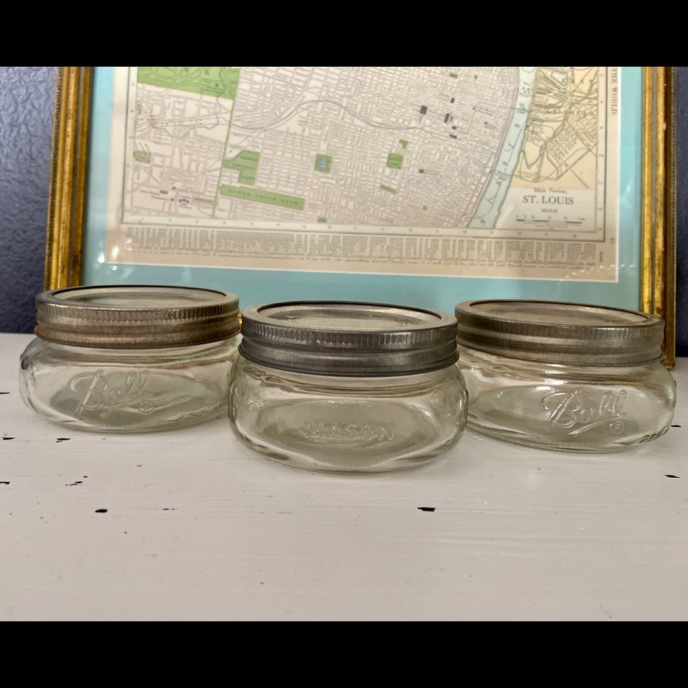 3 Vintage Ball Mason Jars 125ml
